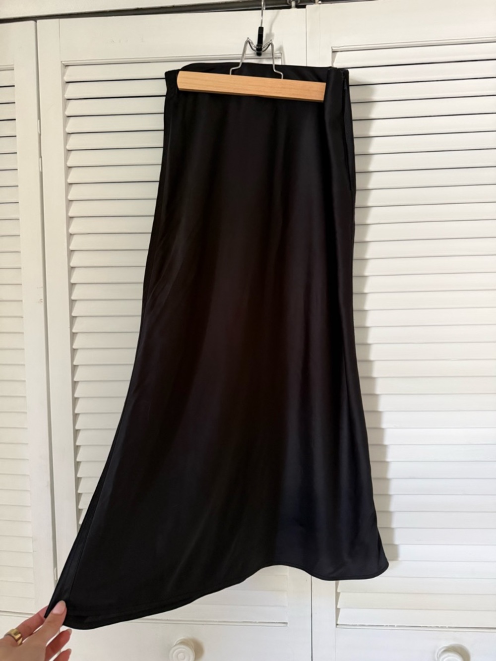 Treasure & Bond Black Satin Maxi Skirt